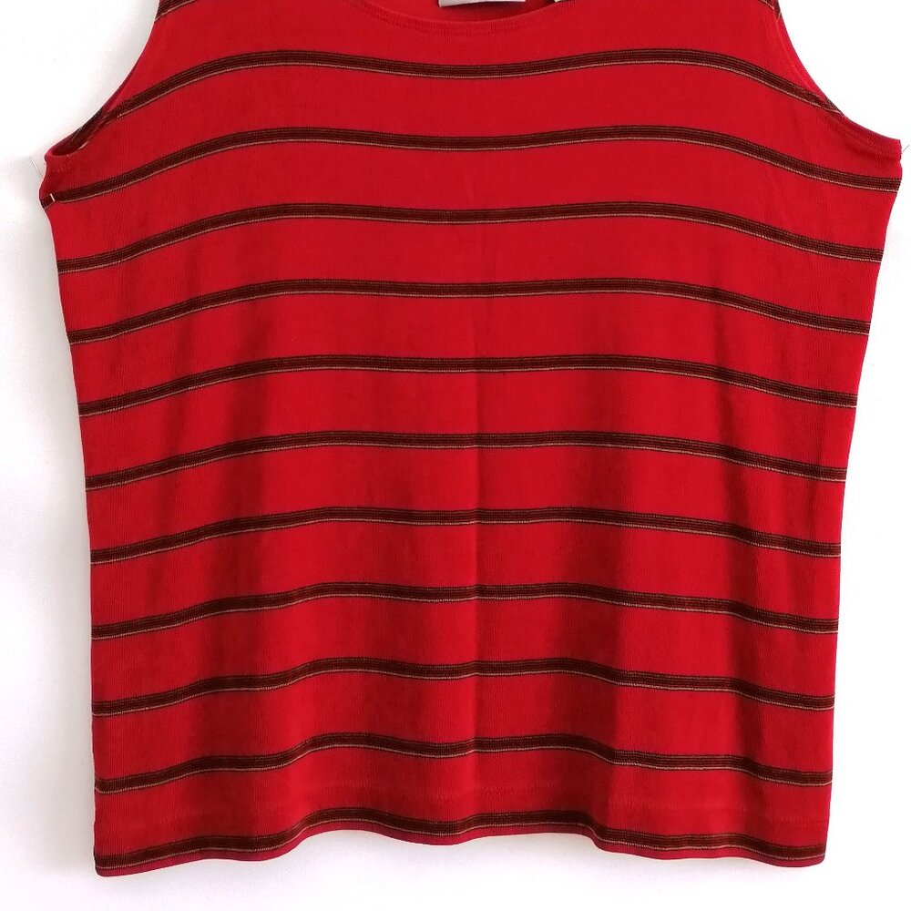 Travelers By Chico's Womens Red Y2K Preppy Striped Tank Top Size 2 US Large - Picture 3 of 6